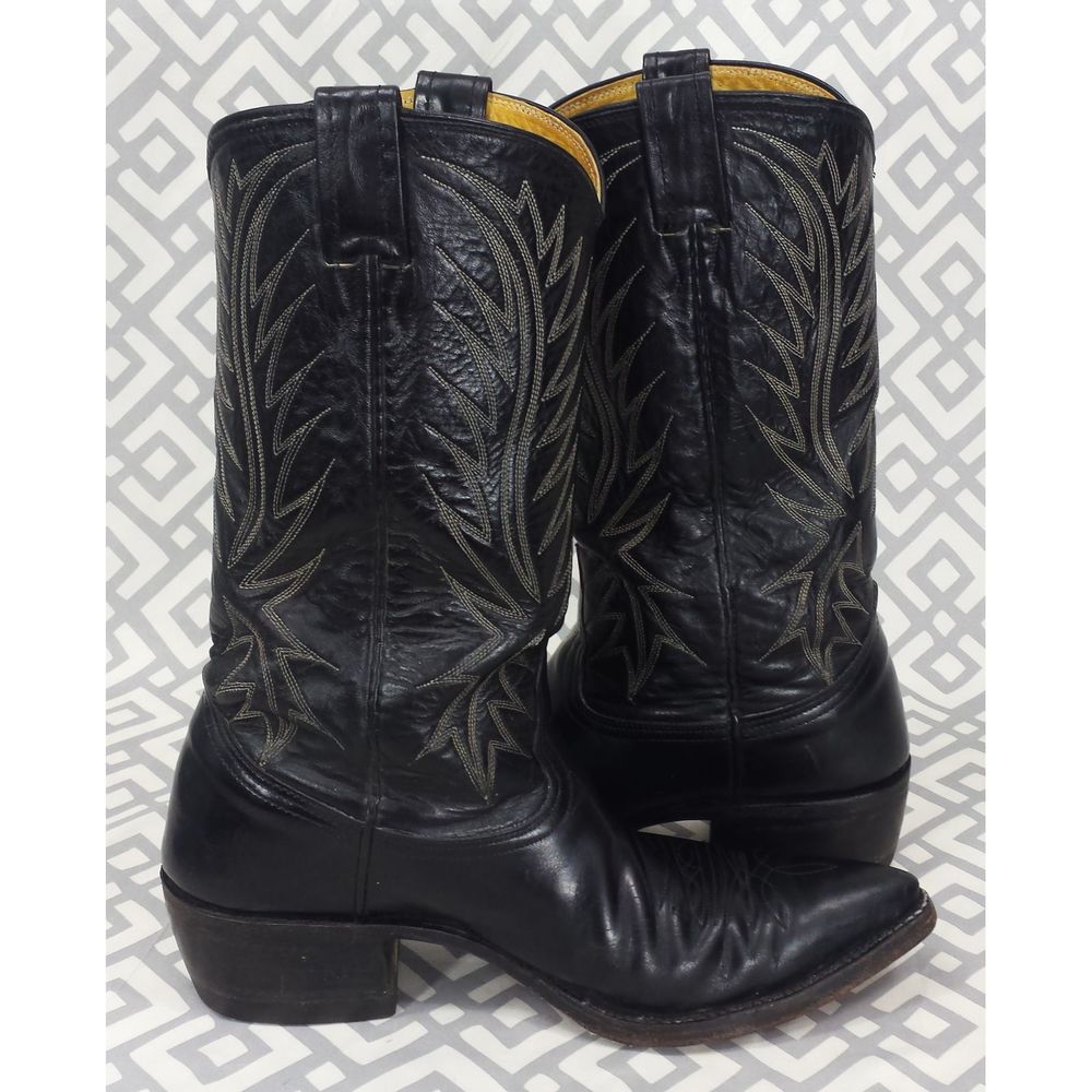 Vtg Nocona Black Leather Western Boots #3277 8.5D - Picture 8 of 13